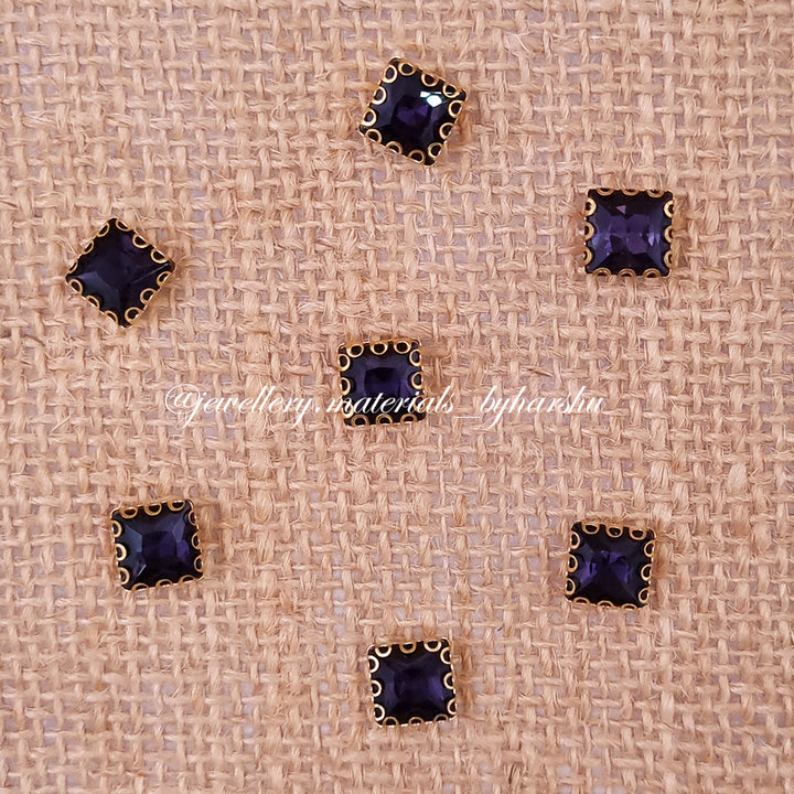 8x8MM Square Clip Stone - Purple