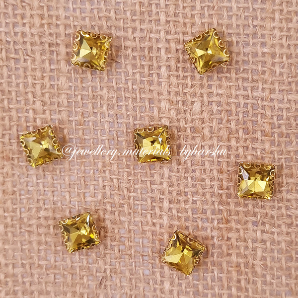 8x8MM Square Clip Stone - Yellow