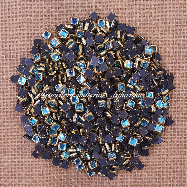 Square 4x4 Gloss Color Kundan - Light Blue Color