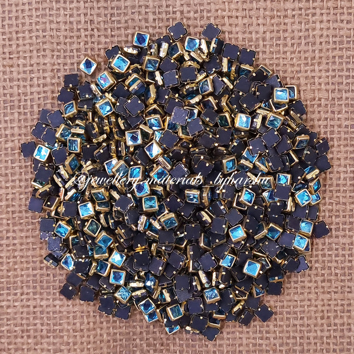 Square 4x4 Gloss Color Kundan - Light Blue Color