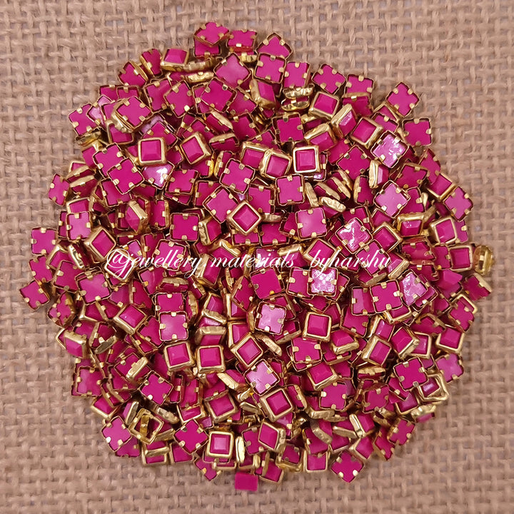 Square 4x4 Matt Color Kundan - Dark Pink