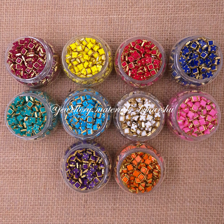 Square 4x4 Matt Color Kundan - 10 Random Colors (Color as per availability)