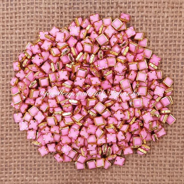 Square 4x4 Matt Color Kundan - Baby Pink