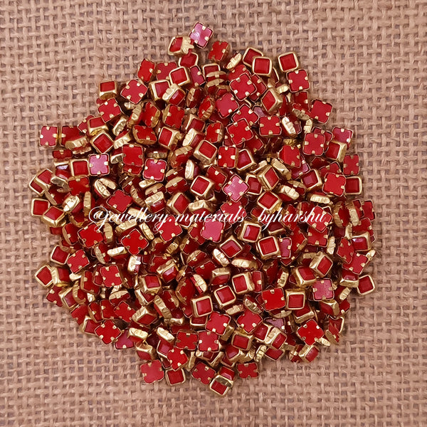 Square 4x4 Matt Color Kundan - Dark Red