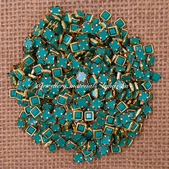 Square 4x4 Matt Color Kundan - Teal Blue 