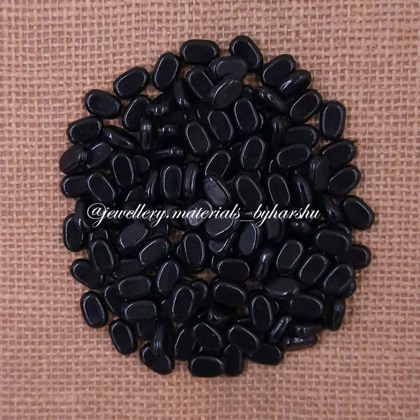 11x7MM Flat Oval Tablet Beads (Black)