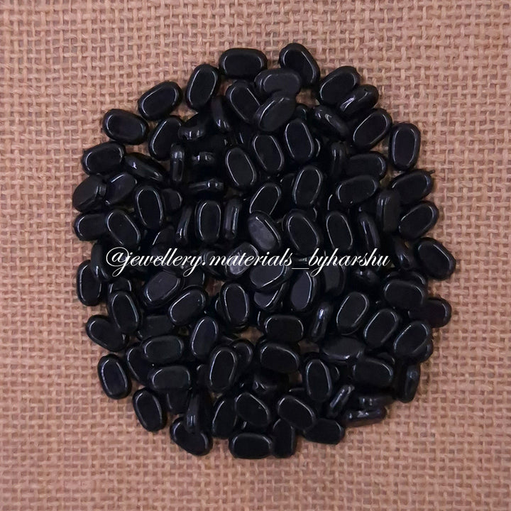 11x7MM Flat Oval Tablet Beads (Black)