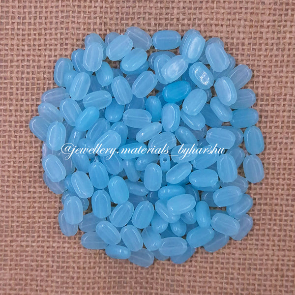 11x7MM Flat Oval Tablet Beads (Light Blue)