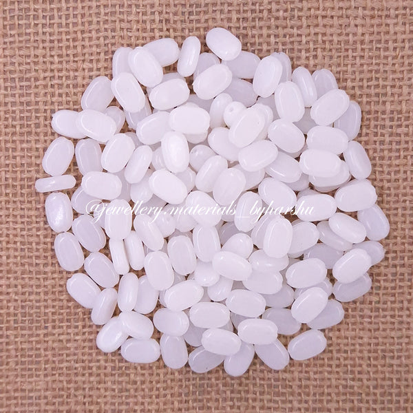 11x7MM Flat Oval Tablet Beads (White)