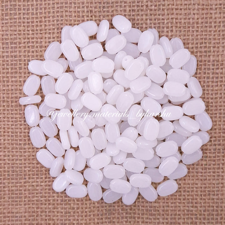 11x7MM Flat Oval Tablet Beads (White)