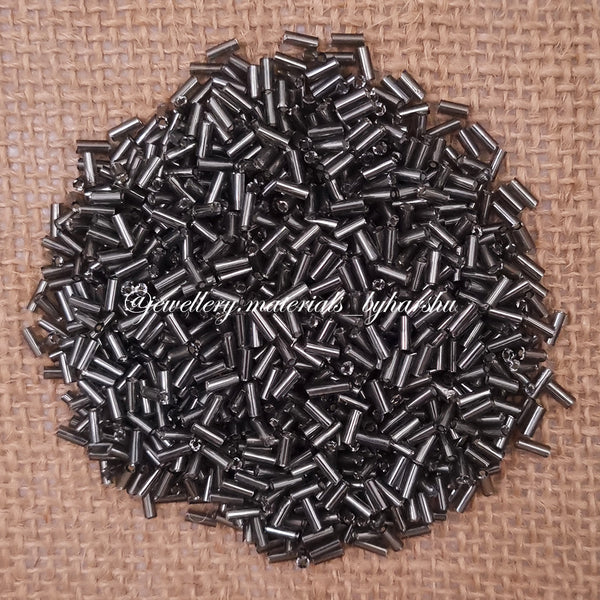 4MM Dark Grey Tube Beads