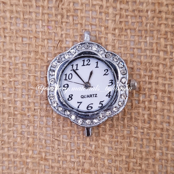 25MM Flower Watch Dial with Stone (Silver)