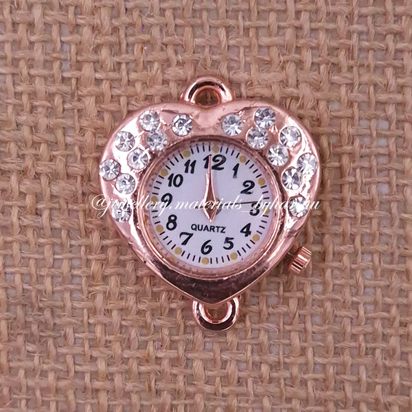 27x25MM Heart Watch Dial with Stone (Rose Gold)