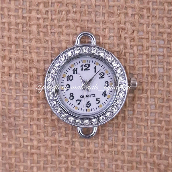 22MM Round Watch Dial with Stone (Silver)