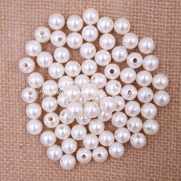 10mm White Pearl Round Beads