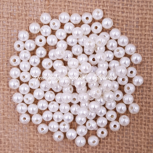 5mm White Pearl Round Beads