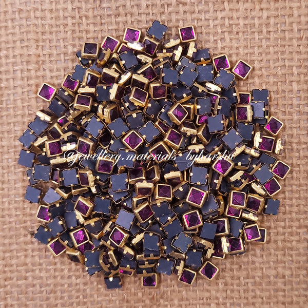 Square 4x4 Gloss Color Kundan - Wine Color