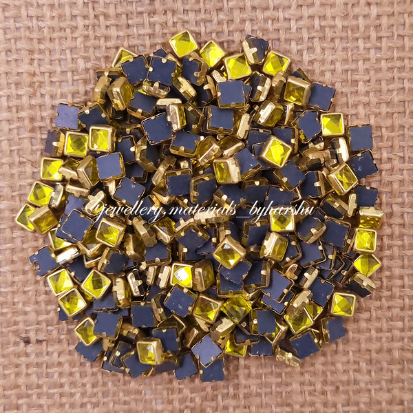 Square 4x4 Gloss Color Kundan - Yellow Color