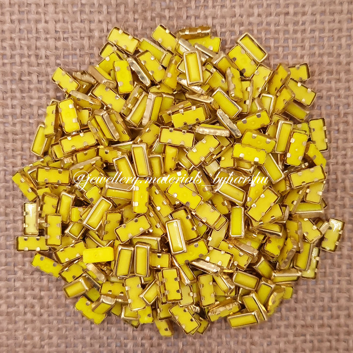Rectangle 3x7 Matt Color Kundan - Yellow
