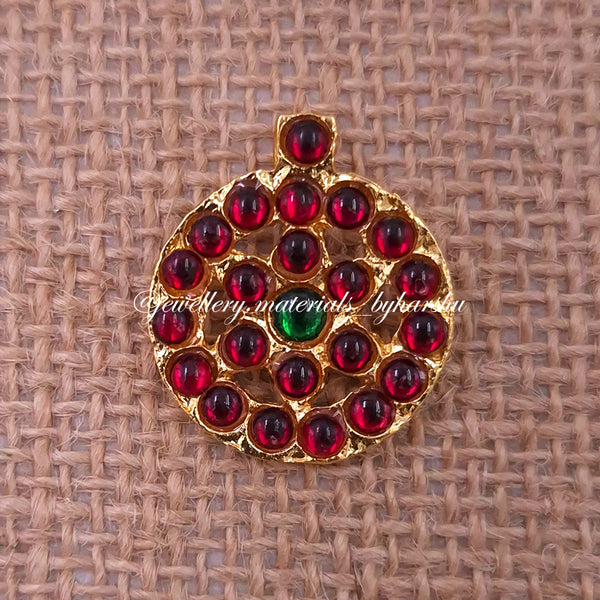 22MM Kemp Pendant Round (Red with Green)