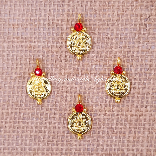 12MM Gold Lakshmi Charms (Red)